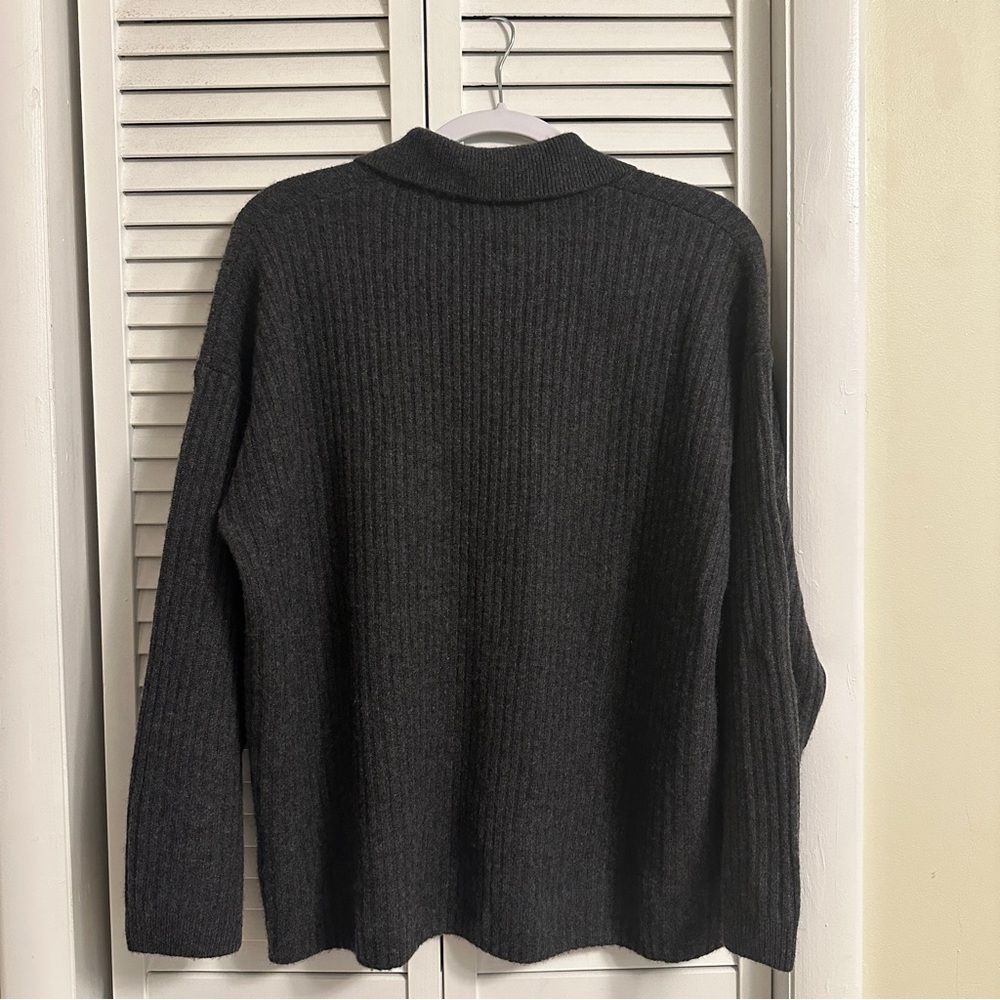 Quince Mongolian Cashmere Wide-Rib Oversized Collared Cardigan - Small - Picture 5 of 8